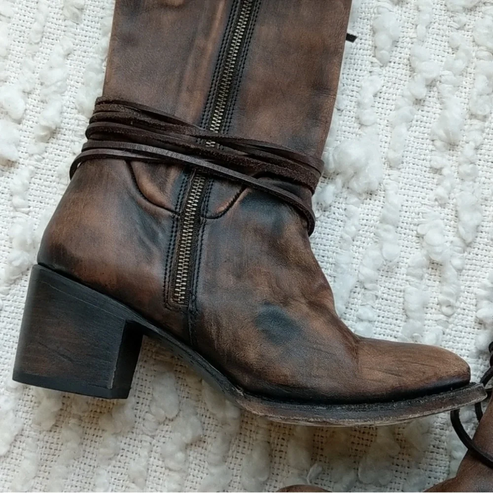 Freebird Distressed Brown Lace-Up Boots - Picture 4 of 16